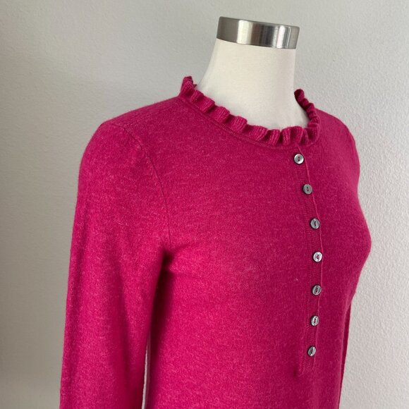 Sundance Womens Small Pink Ruffle Collar Edwina Henley Sweater Wool Blend Knit - Picture 3 of 12